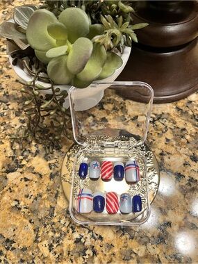 Hand Crafted Red, White & Blue Press-On Nails